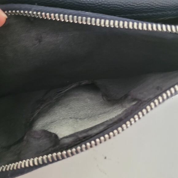 Saint Laurent Men's Leather Wallet Solid Navy Blue Card Bill Holder Long Clutch - Picture 6 of 11